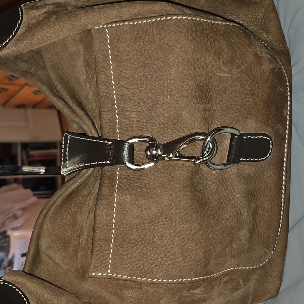 Dooney And Bourke Chocolate Suede Leather Hobo Vintage Made In Italy